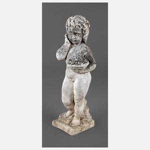 Gartenfigur Putto mit Früchtekorb