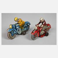 Zwei Blechspielzeug-Motorräder111