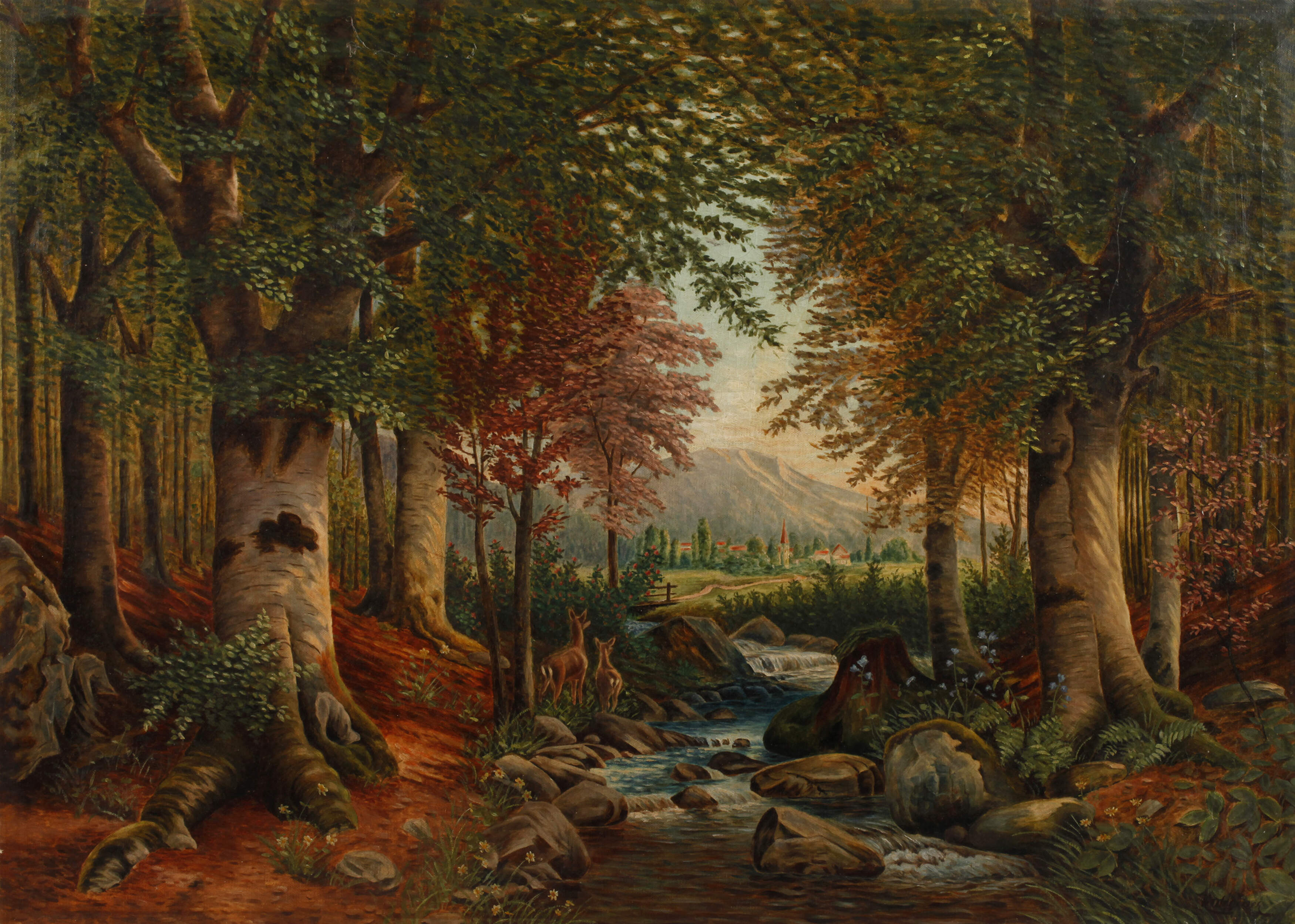 A. Wegener, Rehe im Herbstwald