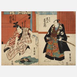 Zweiteiliger Farbholzschnitte Utagawa Kunisada (Toyokuni III.)