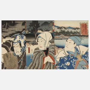 Drei Farbholzschnitte Utagawa Kunisada (Toyokuni III.)