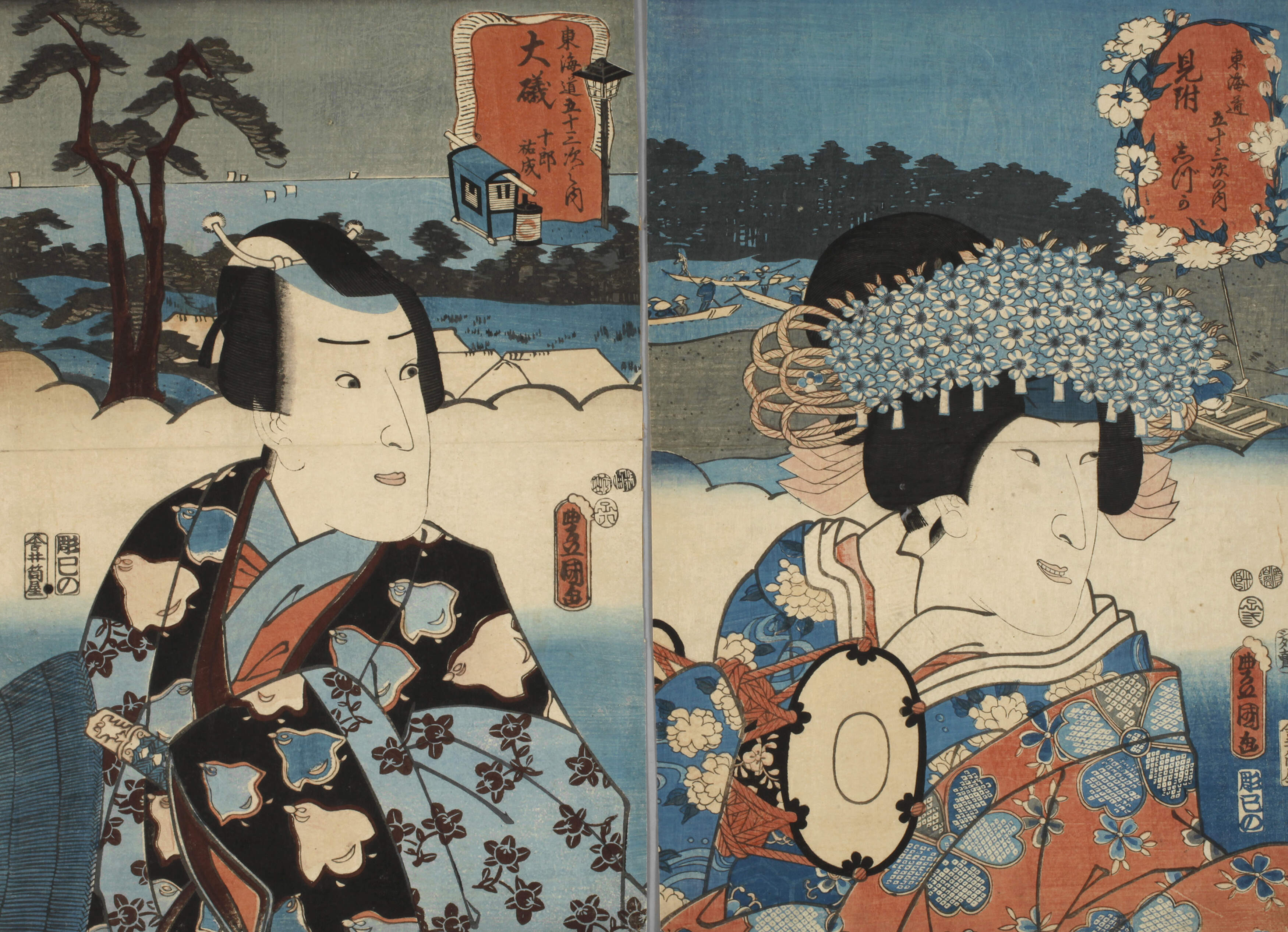 Zwei Farbholzschnitte Utagawa Kunisada (Toyokuni III.)