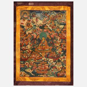 Thangka Leben des Buddha Shakyamuni