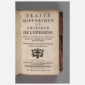 Traité Historique et Critique de l`Opinion 1741