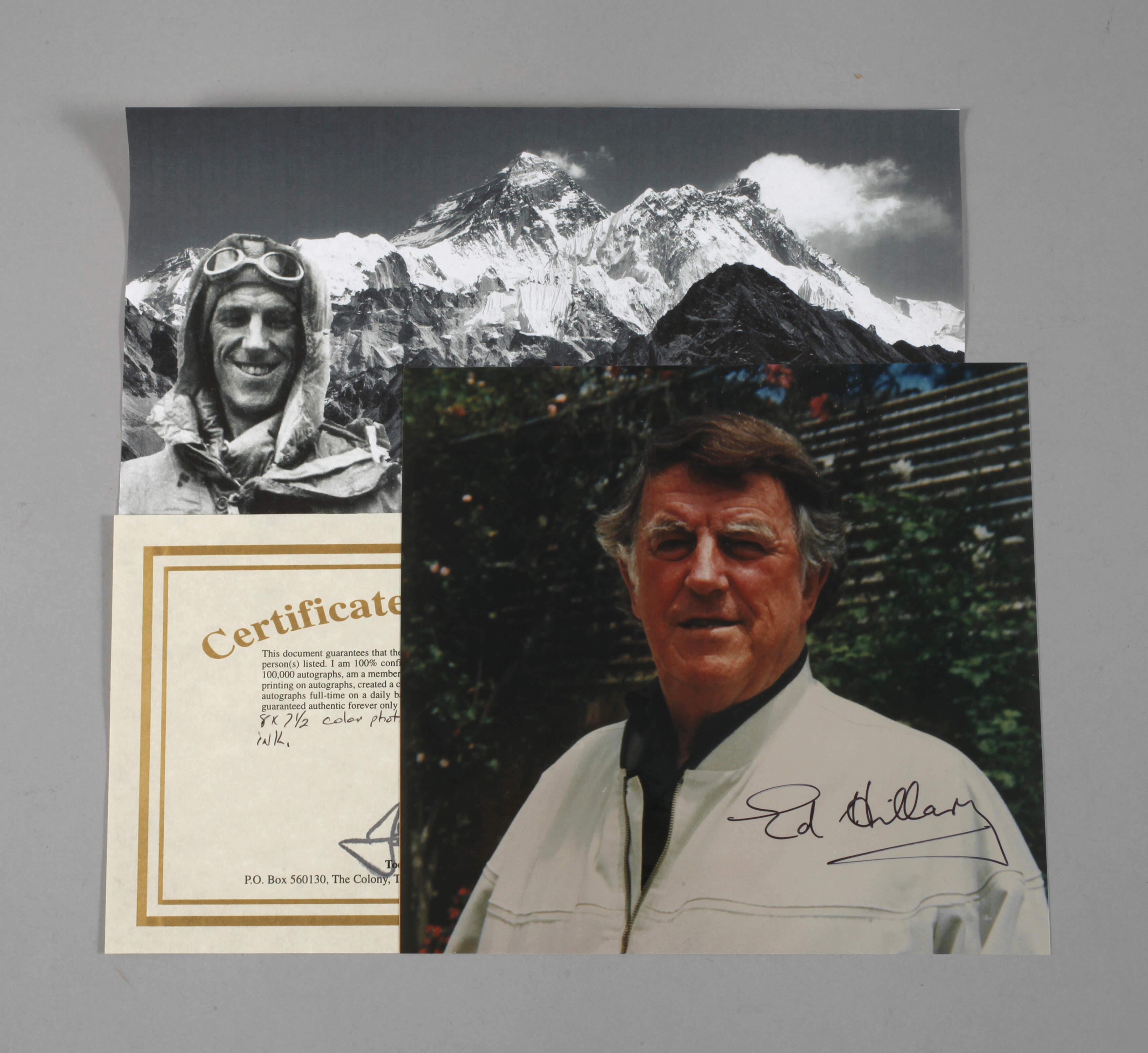 Edmund Hillary,  Foto mit Autograph