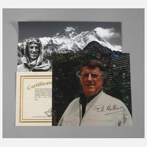 Edmund Hillary,  Foto mit Autograph