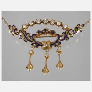 Collier mit Brillanten und Emaille