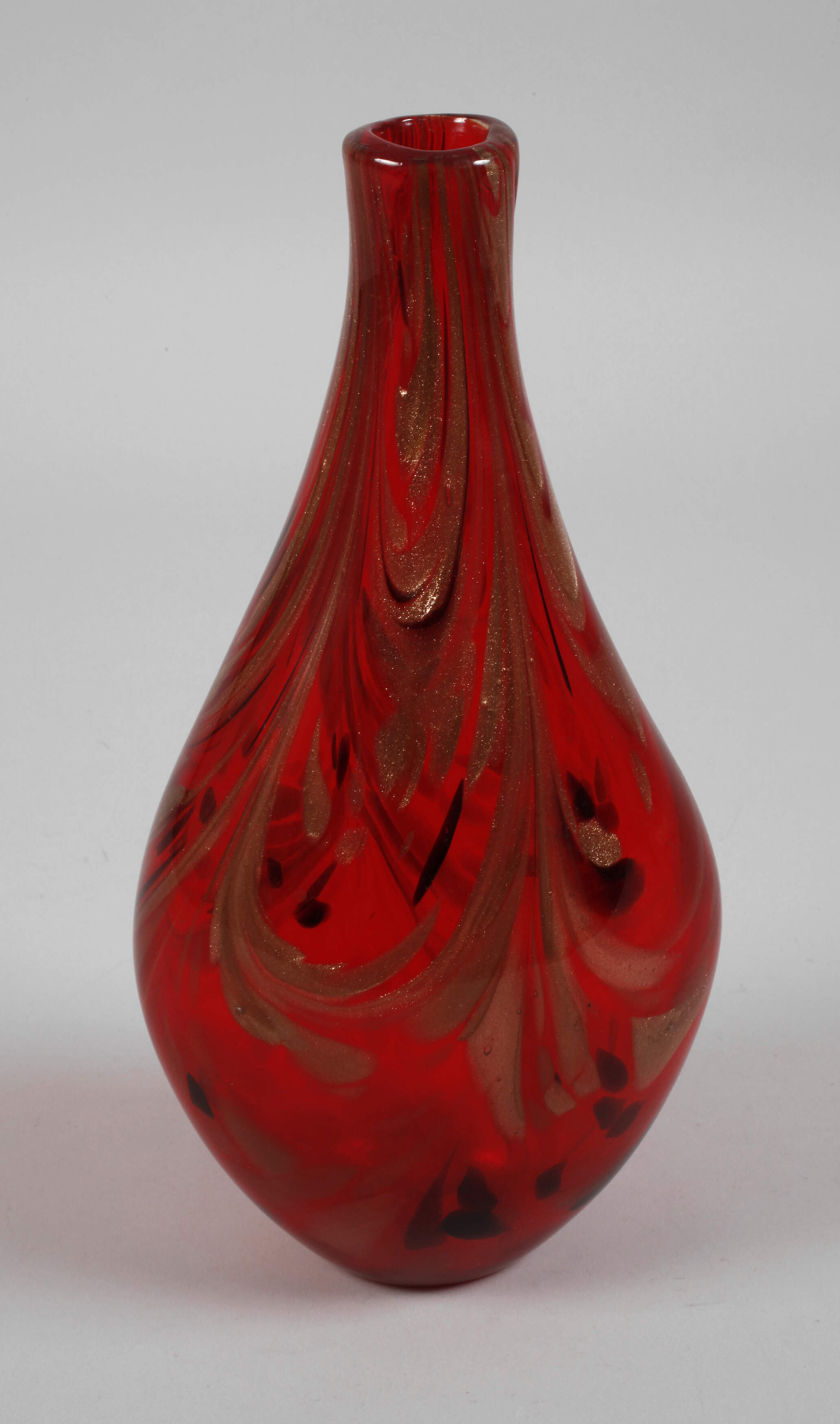 Murano Vase mit Kupferaventurin-Einschmelzungen