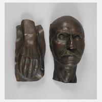 Körperabformungen Totenmaske und Hand111