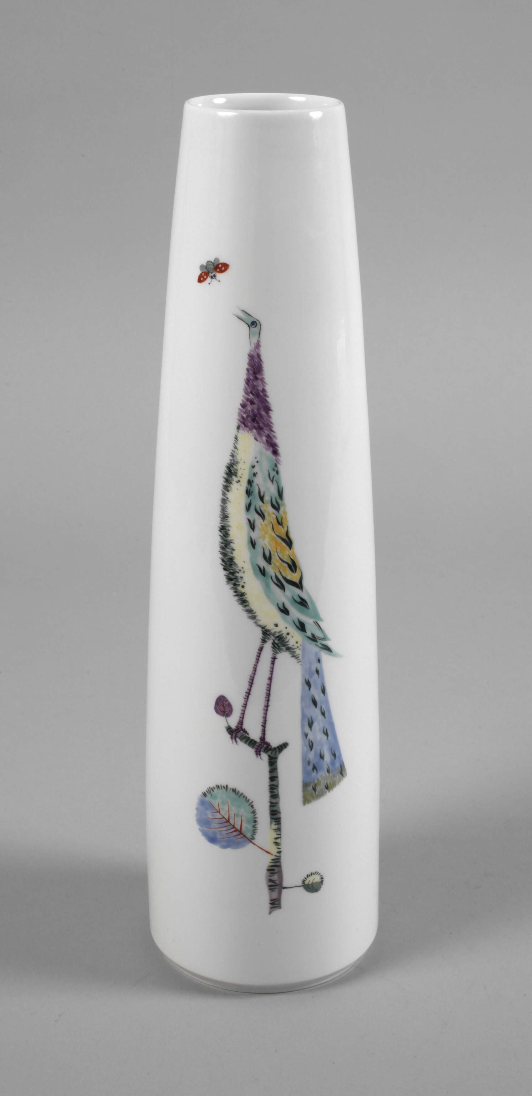 Meissen Stangenvase Vogelmotiv