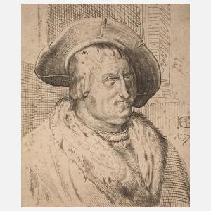 Hendrick Goltzius, Portrait eines Mannes mit Hut