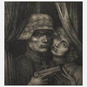 Prof. Ernst Fuchs, "Soldat und Mädchen"