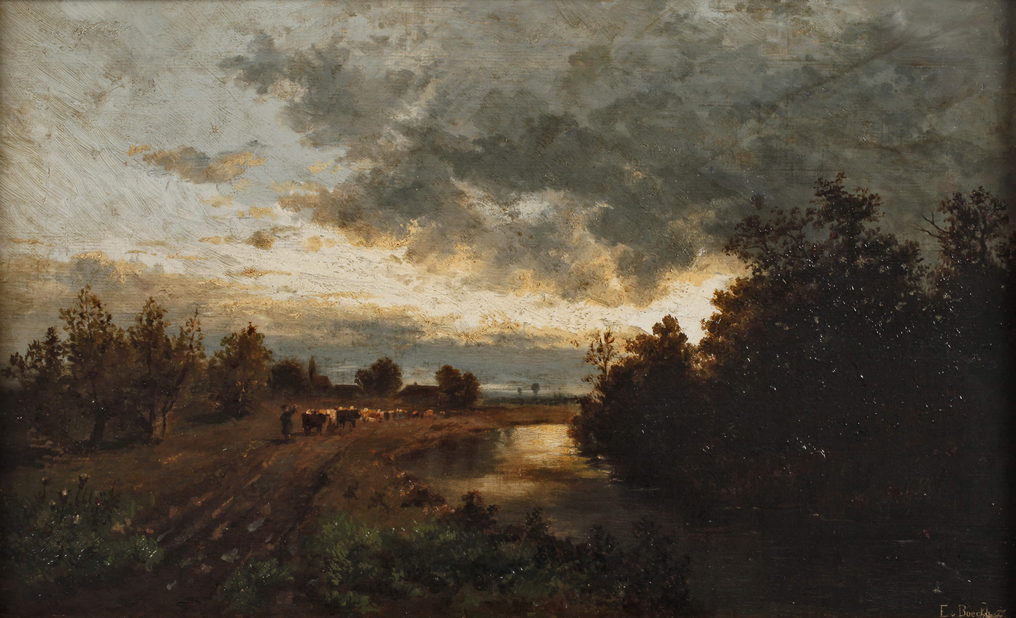 E. v. Boeckh, Abendstimmung auf dem Land