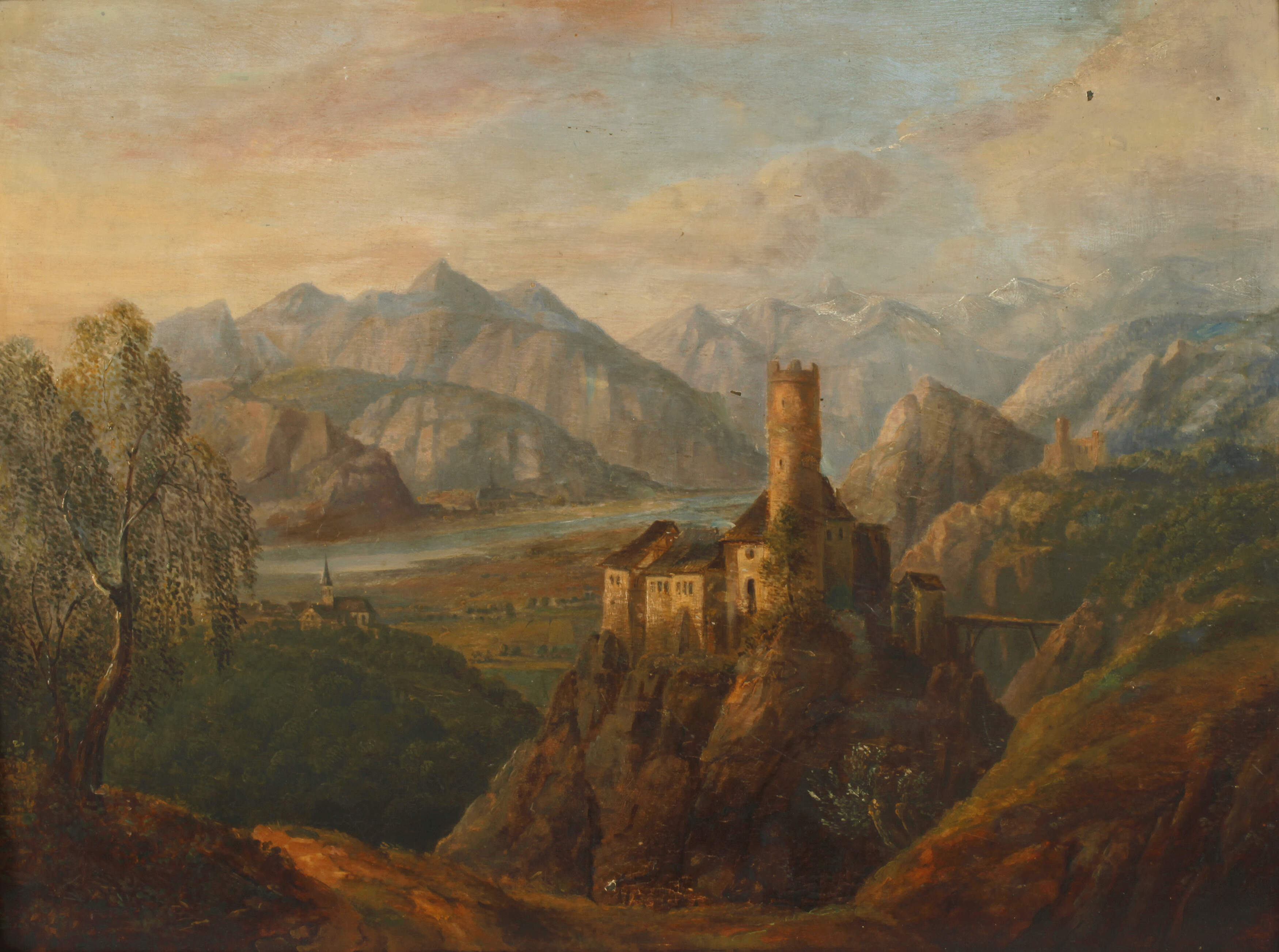 X. L. Hartig, Burg in alpiner Landschaft