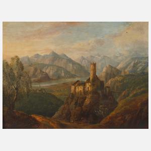 X. L. Hartig, Burg in alpiner Landschaft