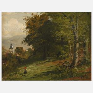 Wilhelm Carl Zimmer, Landschaft mit Dorfkirche