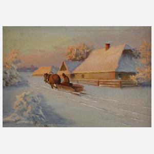 M. Wyszkowski, Pferdeschlitten in Winterlandschaft