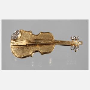 Violinenbrosche mit Diamanten