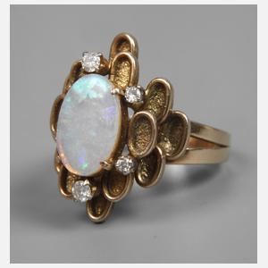 Damenring mit Opal und Diamanten