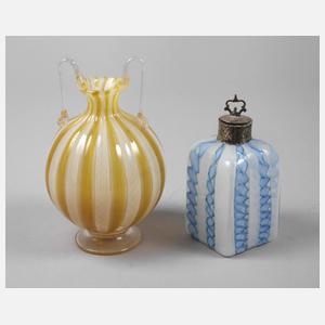 Murano Vase und Flakon "Zanfirico"