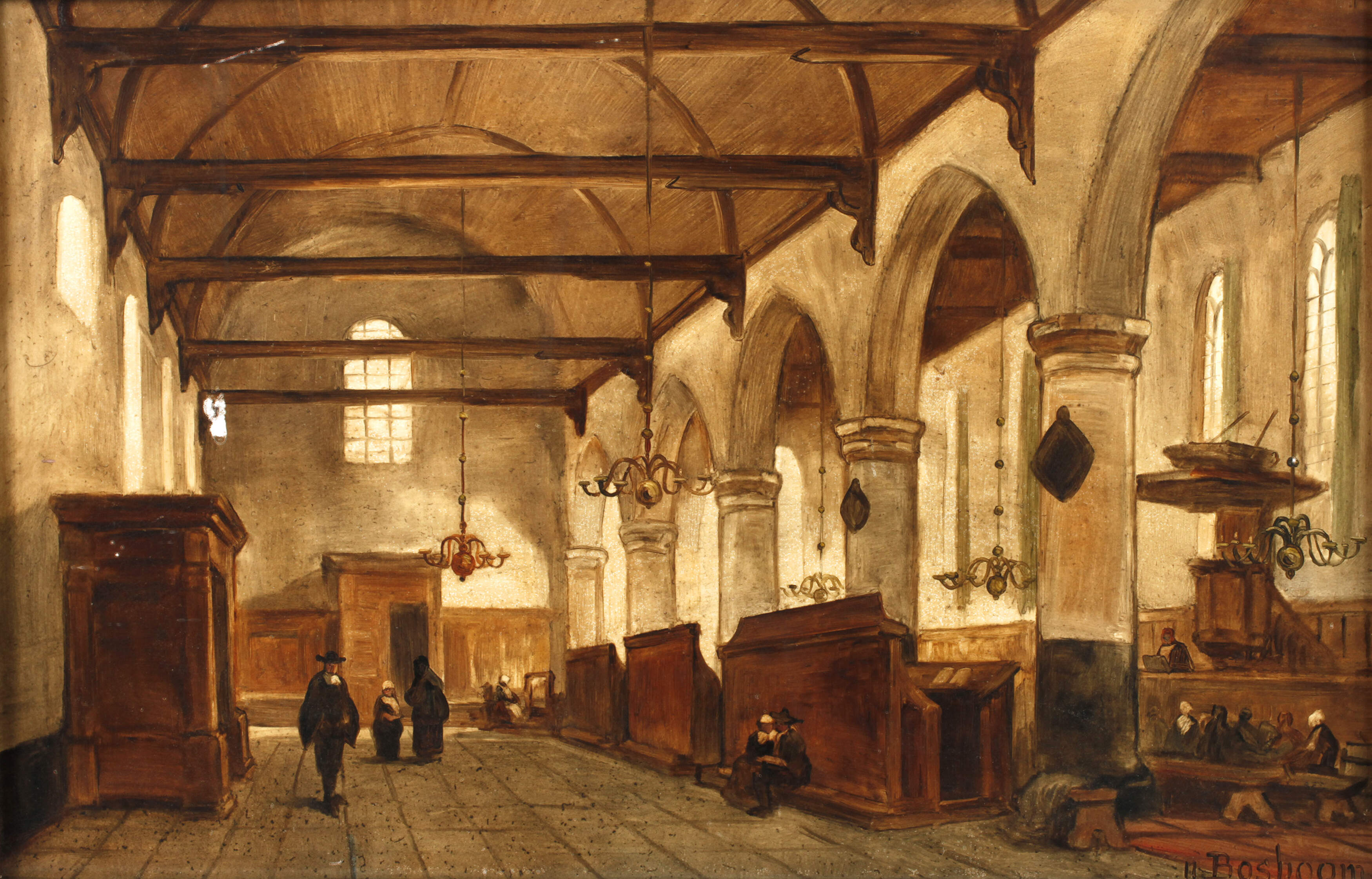 Große Bildplatte Holländisches Kircheninterieur