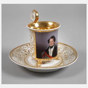 KPM Berlin Portraittasse und Untertasse Biedermeier