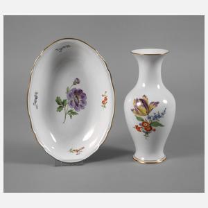 Meissen Vase und Schale Frühlingsblumen