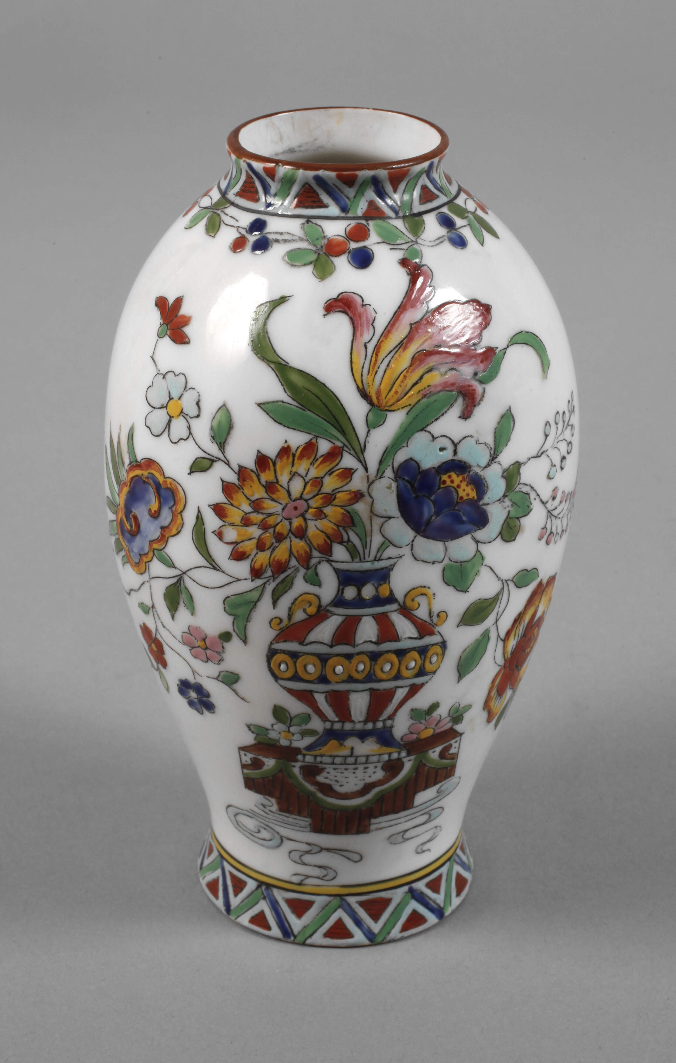 Schlegelmilch Suhl Balustervase Emaillemalerei