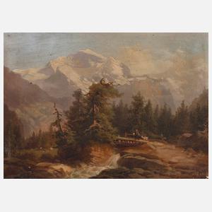 Carl Fuchs, Hochgebirgslandschaft mit Wildbach