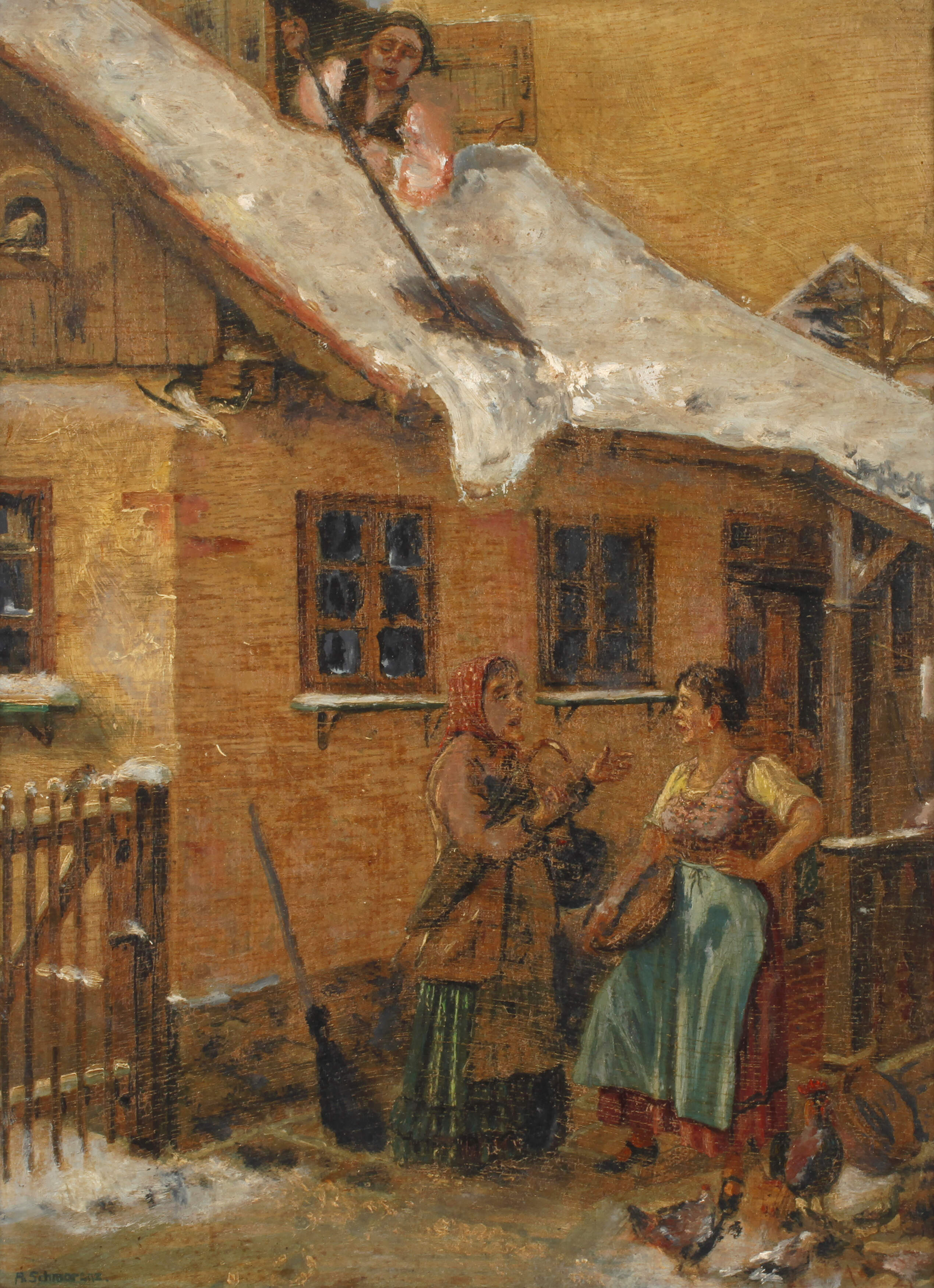 A. Schmaranz, Bauernhaus im Schnee