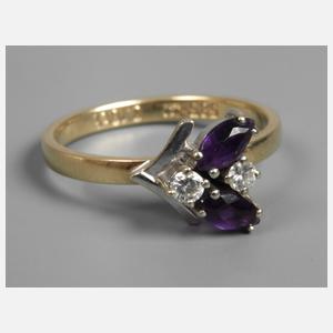 Damenring mit Amethysten und Brillanten