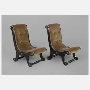 Paar viktorianische Slipper Chairs