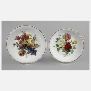 Meissen zwei Wandteller "Frucht-/Blumenbukett"