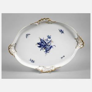 Meissen Tablett "Blaue Blume mit Goldgräsern"