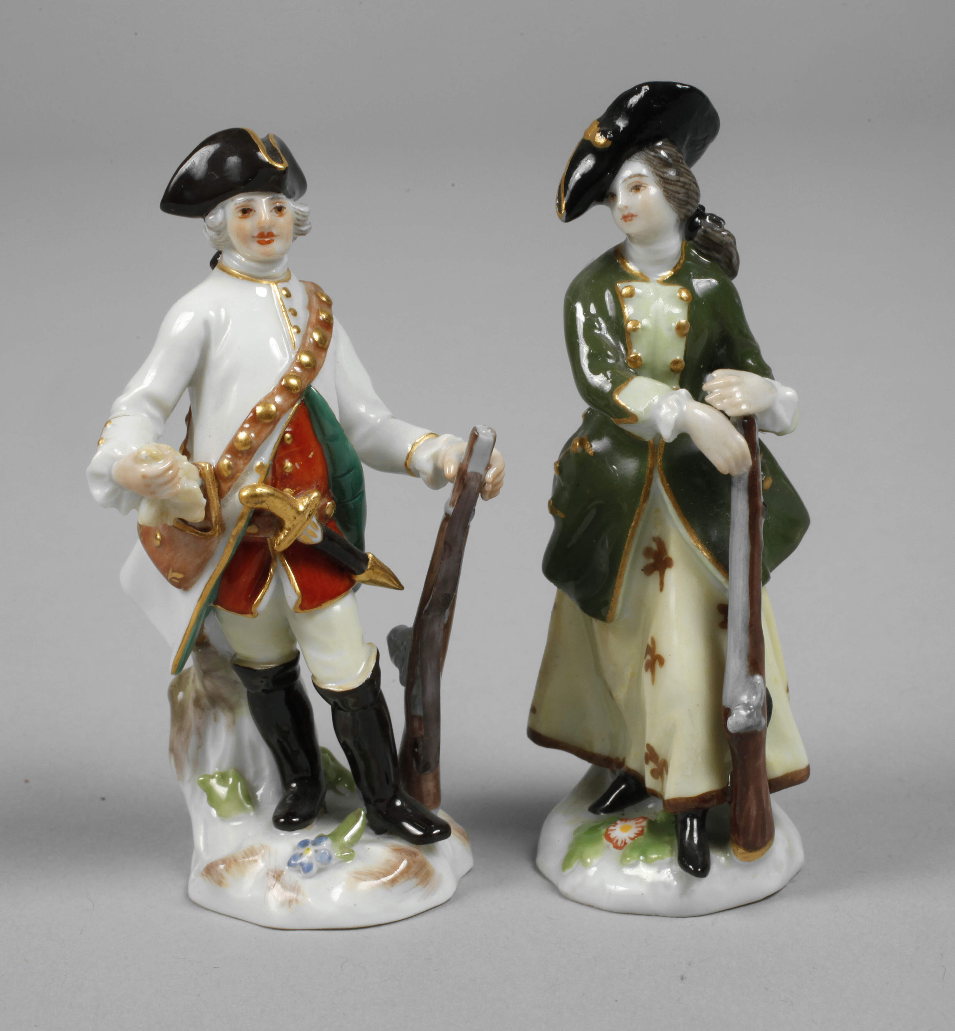 Meissen-Miniaturen "Jäger" und "Jägerin"