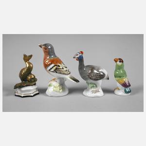 Meissen drei Miniatur-Vögel und Rosenthal Delphin