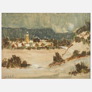 Prof. Walter Bergmann, attr., Dorf in Winterlandschaft