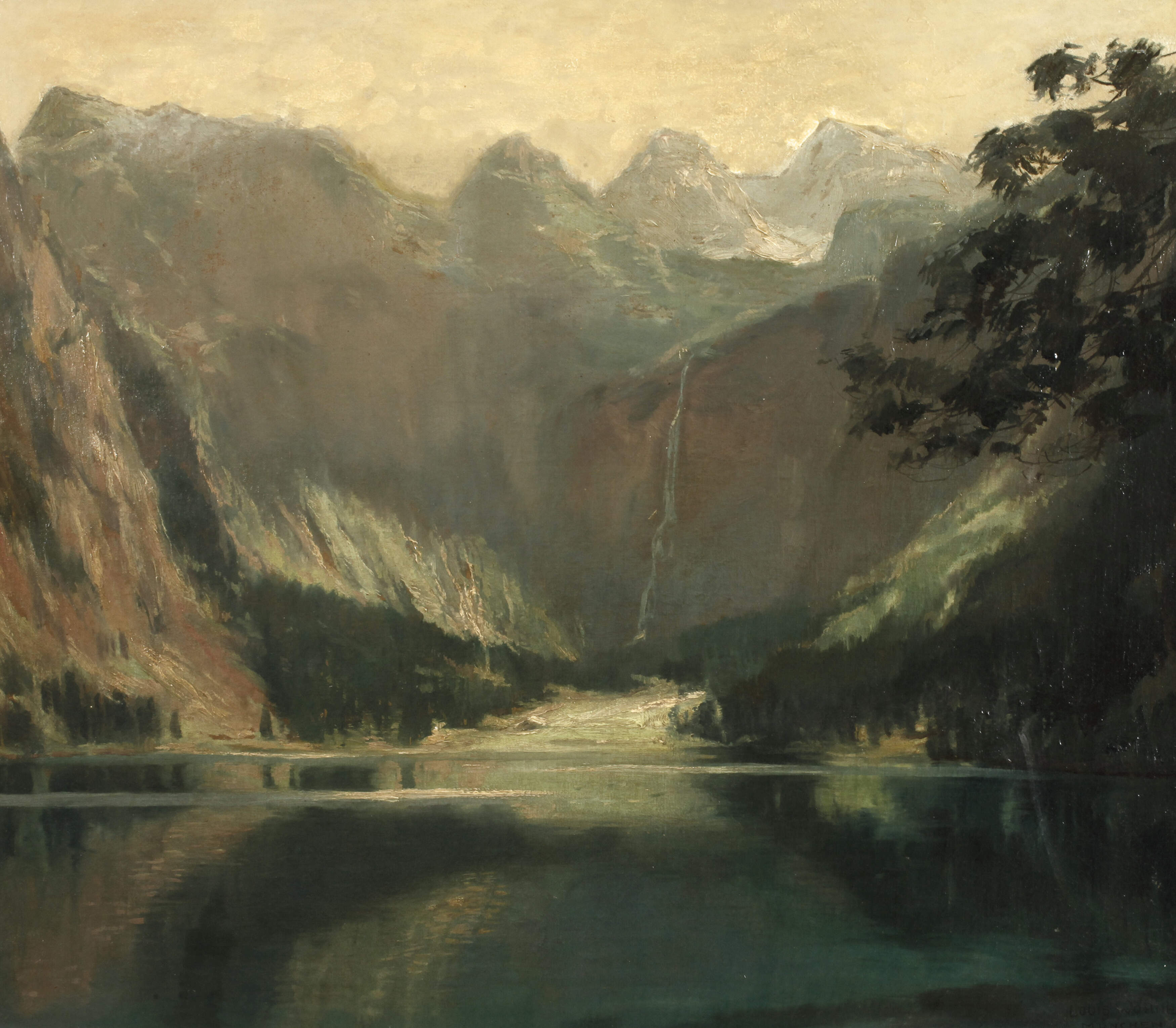 Louis Wöhner, Alpensee mit Wasserfall