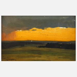 Anton Zwengauer, attr., Münchner Landschaft bei Sonnenuntergang