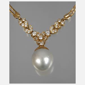 Collier mit Brillanten und Perle