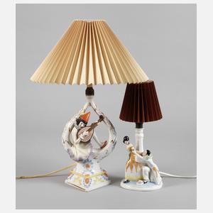 Sitzendorf zwei figürliche Lampen Art déco