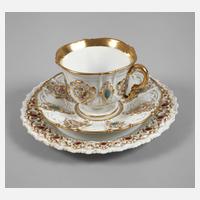 Meissen Prunktasse und Teller "Pressglasmuster"111