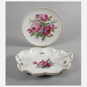 Meissen Henkelschale und Wandteller "Blume 2"