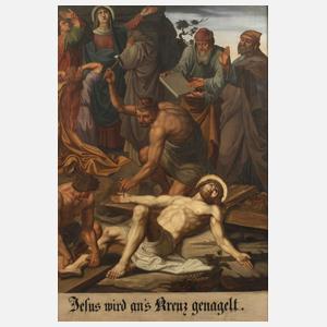 Kreuzwegszene, "Jesus wird an´s Kreuz genagelt"