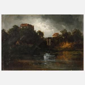 Carl Ernst Morgenstern, attr., Flusslandschaft bei Gewitter