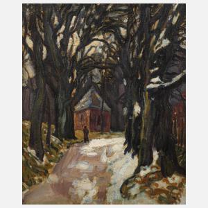 Expressionist, Winterliche Allee mit Kapelle