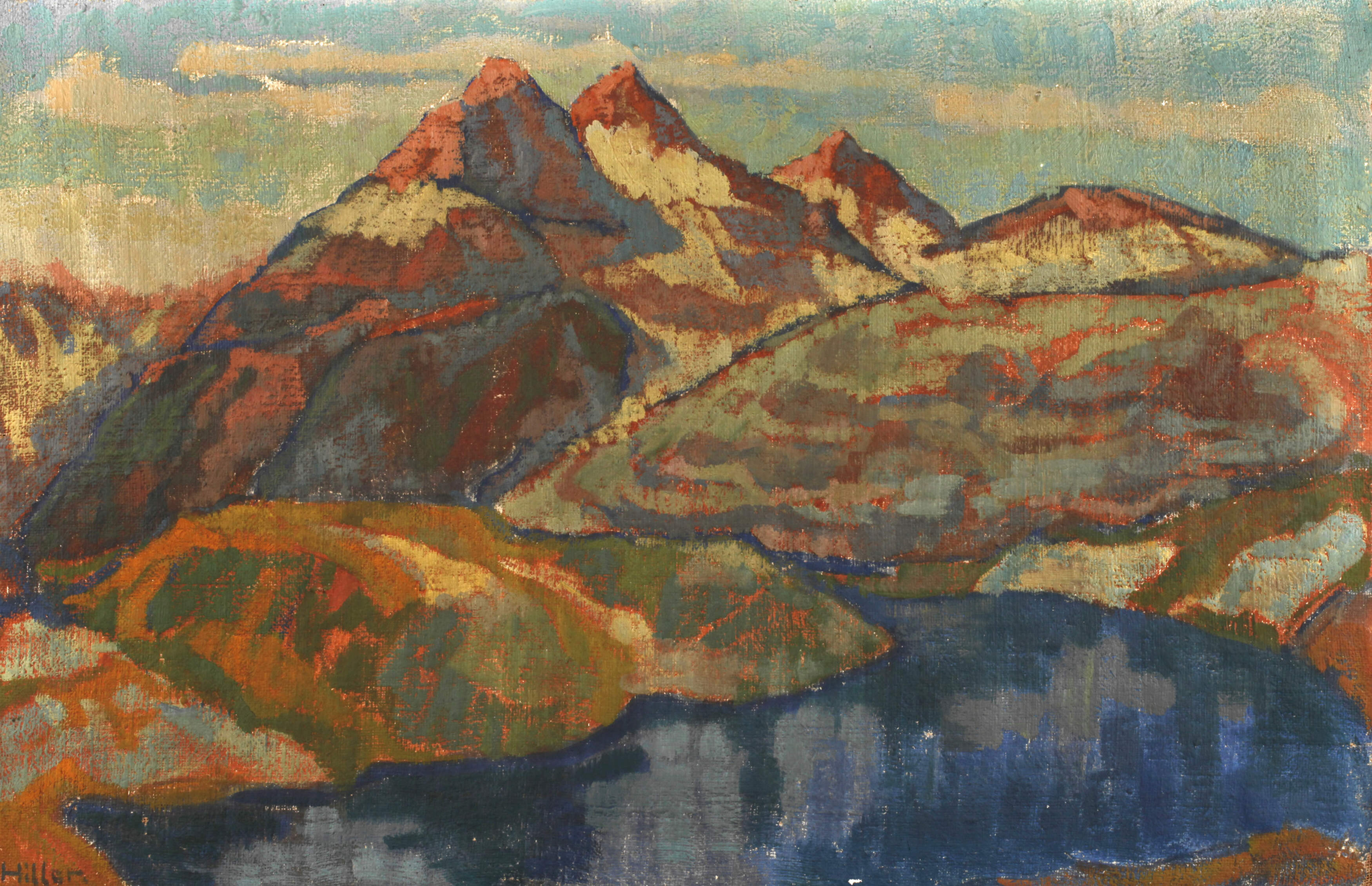 Hiller, Expressionistische Berglandschaft mit See