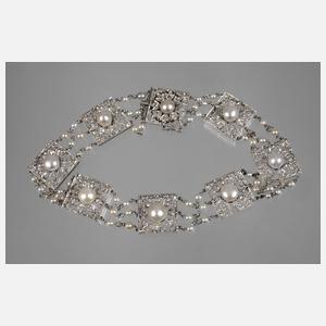 Feines Armband mit Perlen und Diamanten