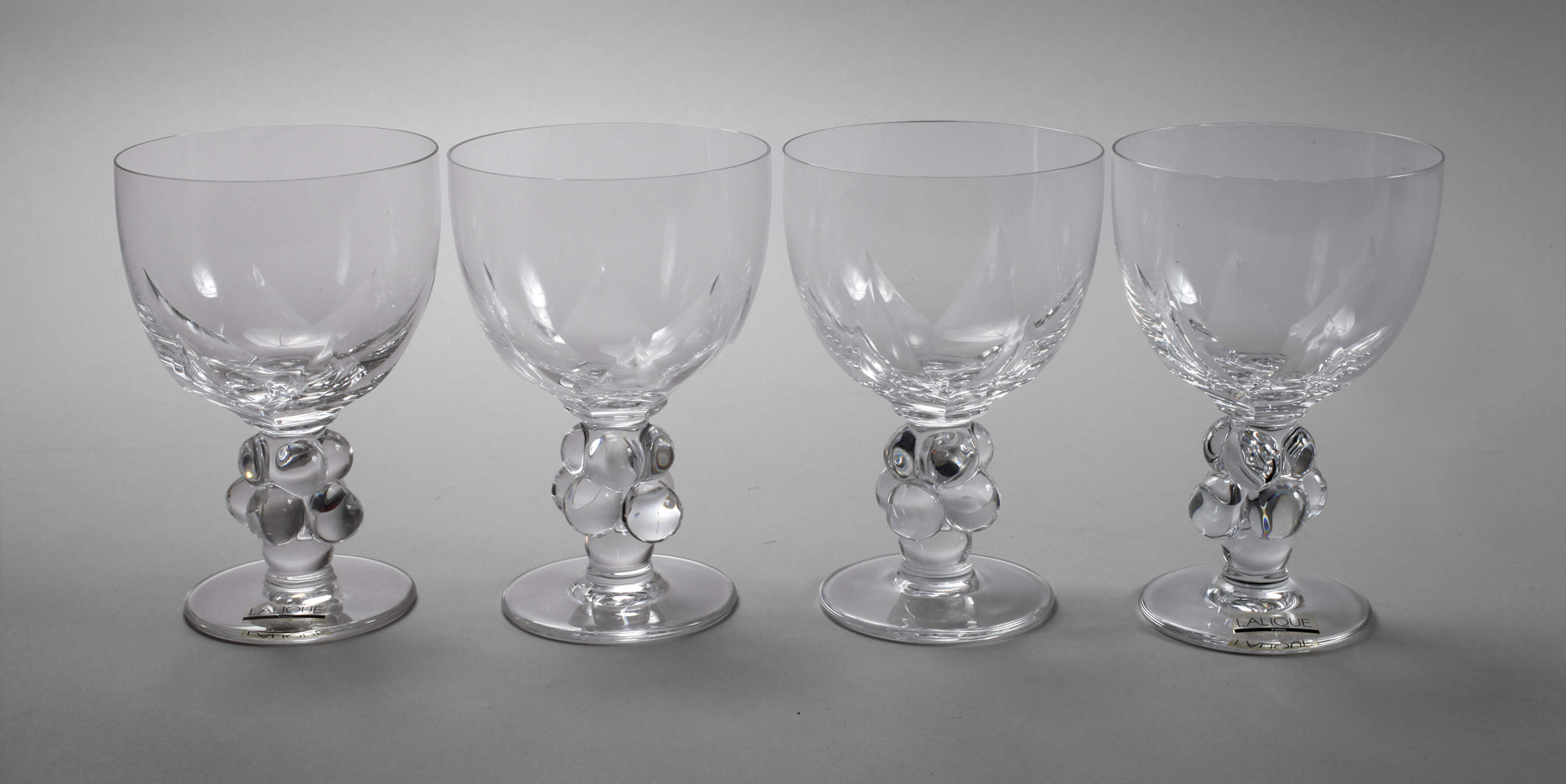 Rene Lalique vier Probiergläser "Clos Vougeot"