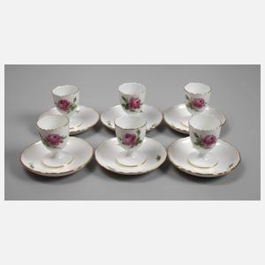 Meissen sechs Eierbecher "Rote Rose"